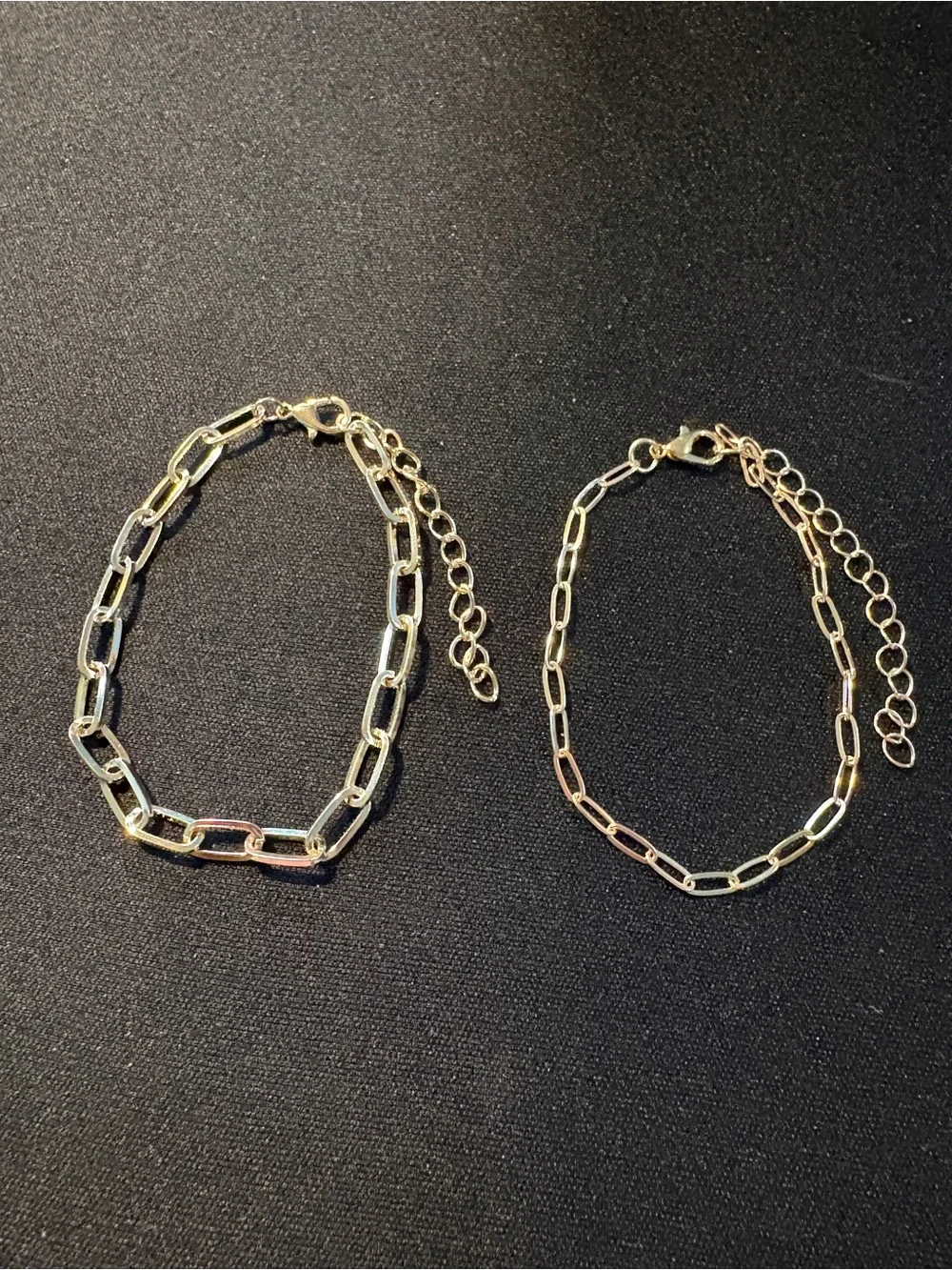 2 Gold Tone Link Chain Bracelet